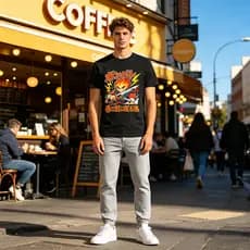 Camiseta Retrô Solta com Desenho Animado, Modelo Versátil Unissex, Personalizável DIY, Você Imprime Suas Próprias Imagen