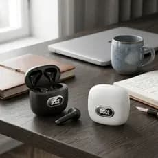 Display Digital sem fio bluetooth fone de ouvido bluetooth 5.3 cancelamento de ruído baixa latência meio toque intra-aur