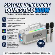 HREBOS casa KTV alto-falante Bluetooth duplo microfone sem fio ao ar livre portátil de alta potência cantando áudio