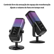 Microfone condensador de mesa USB-C Symphony RGB Microfone de rádio de mesa
