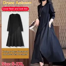 【Perfeito Para Clima Quente】Vestido Largo Preto Confortável / Moda Feminina / Roupas Casuais
