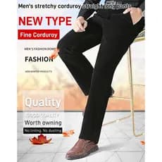 Calças Masculinas De Veludo Cotelê Super Stretch Com Pernas Retas ,/Elásticas/Roupa Casual Masculina
