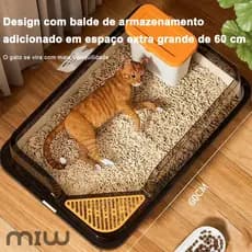MIW Caixa De Areia Para Gatos Semifechada – Antiderrapante E Resistente A Odores