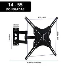Suporte Articulado para TV Televisão Smart e Monitor de 14 a 55 Polegadas – LED, PLASMA, LCD