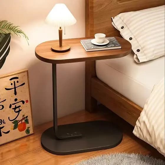 Mesa Lateral de Apoio Portátil para Sofá, Cama e Notebook – Base em Ferro e MDF