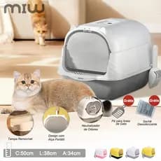 MIW Kit De Caixa De Areia Para Gatos Furba-Alto , Gigante , Charmoso , Com Alimentador E Colher
