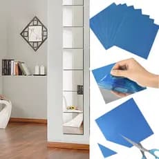 9pçs Espelho Adesivo De Parede Autocolante Durável 15x15cm Quadrado Acrílico Papel Decalque Decoração Casa Sala De Estar