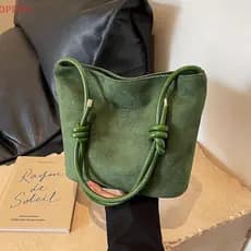 [OPEWD] Bolsa Feminina De Camurça Balde Elegante Transversal Diagonal De Um Ombro JJO