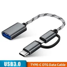 Adaptador USB 3.0 OTG Micro Tipo-C 2 em 1 para Sincronização de Dados