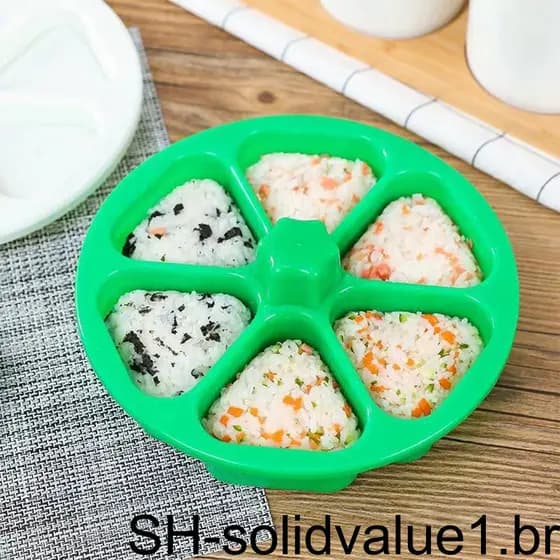 Molde portátil 6 em 1 para bolinhos de arroz triangulares, utensílio de cozinha, ferramenta para piqueniques, molde DIY