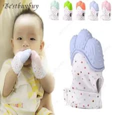 Luvas de silicone para dentição de bebês, mordedor anti-mordida para bebês, brinquedo de mastigar para crianças, mordedo