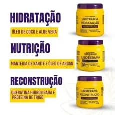 Cronograma Capilar Lisoterapia Hidratação intensa 300g, Nutrição inovadora 300g e Reconstrução 300g