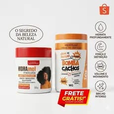 KIT CACHOS HIDRA MEL COLA 500G FITAGEM + CREME DE PENTEAR BOMBA CACHOS 1KG