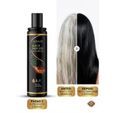 Shampoo Escurecedor de Cabelos Tonalisantes Preto 3 em 1 Black Hair Dye 250ml Hidralise