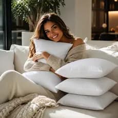 Kit 4 Almofadas Refil Almofada 45x45 Branco TNT + Espuma Enchimento Almofada Confortável Casa Sala