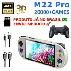 M22 Pro Retro Console De Jogos Portátil Tela 5.0 Polegadas IPS + Joystick Com Efeito Iluminação RGB 64G 21000 Jogos