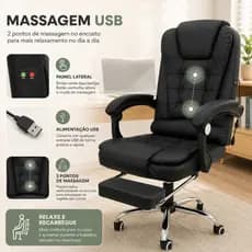 CADEIRA COM 2 PONTOS DE MASSAGEM CONFORTAVEL RECLINAVEL ESCRITORIO