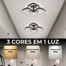 Luminaria De Teto Pendentes Plafon LED Quarto Sala de Jantar Cozinha 3 Cores em 1 Moderno Luxo Lustre