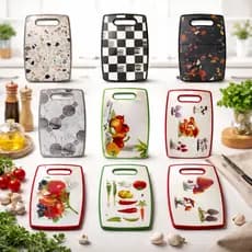 Tábua De Cozinha Plástica Grande Resistente Decorada Para Churrasco Carne Frutas Legumes