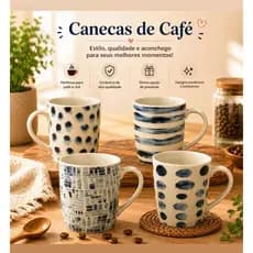 Xicara Caneca De Porcelana Azul E Branca Estilo Japones Oriental 350ml Mesa Posta Café