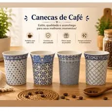 Caneca de Porcelana Estampada Estilo Azulejo – 350ml para Café, Chá e Bebidas
