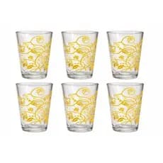 Jogo 6 Copos Vidro Estampado Flores 220ml Copo Cozinha Mesa Posta