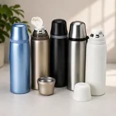 Garrafa Térmica em Aço Inox 304 – 650ml | Parede Dupla com Copo e Filtro Infusor- Garrafa para café/ suco/ água