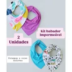 Babador Bandana Premium Impermeável Kit com 2 unidades, com ajuste de botão