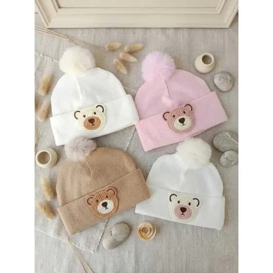 Kit 2 Unidades, Touca Bebê Premium, Malha Macia que não Pinica