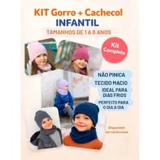 Conjunto Cachecol Gola e Gorro Touca Infantil
