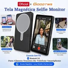 Tela Selfie Magnética de Sem Fio Monitor Espelho Celular Câmera Vlog Gravação 4k HD Monitor Screen
