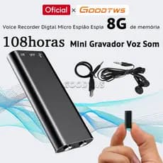 Mini Gravador Voz Som Digital Micro Espião Espia 108h Voice Recorder Áudio 8G cartão de memória