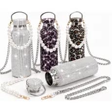 Garrafa Térmico Inox de Brilhante Strass Café água 500ml com pérolas Corrente de Garrafa Diamante Strass Design