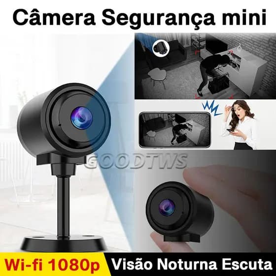 Mini Câmera C1 Espiã de Segurança Sem Fio Wi-fi Smartphone App 1080p Visão Noturna Áudio Escuta Hd Tec 130°