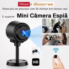 Mini Câmera Espiã de Segurança Sem Fio Wifi Visão Noturna Ultra Full 1080p E suporte