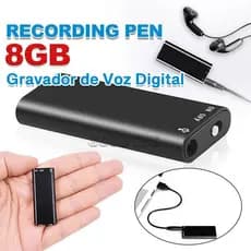 Mini Gravador Voz Som 8G de memória Digital Micro Espião Espia Escuta 96h de gravação Profissional Audio