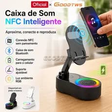 Alto-falante LED NFC Speaker Caixa De Som Bluetooth de indução sem fio dobrável em 300°