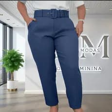calça Alfaiataria  com cinto removível  msocial Cintura alta plus Size tecido importado elegante e conforto
