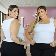 Blusa regata decote quadrado plus size Ribana tendência moda femenina blusa de trabalho tendência confortável estica