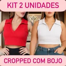KIT 2 Cropped Feminino com Bojo Suplex Premium, Modelagem Confortável e Estilo Versátil com elasticidade