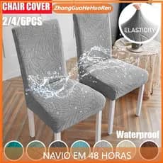 6 Peças Cadeiras De Jantar À Prova D'água Capas Elásticas Jacquard Elastano Para Animais De Estimação Protetores