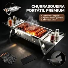 Churrasqueira dobrável portátil de metal aço inoxidável