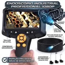 Endoscópio Industrial Com Câmera 1080p Tela 4.3” A Prova D’Água Sonda 5m