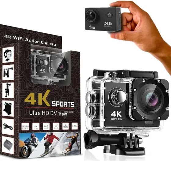 Câmera De Ação 4K A Prova D'água Câmera De Vídeo Ultra HD Com Estabilização De Imagem WiFi