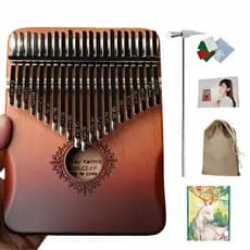 Kalimba 17/21 Chaves Piano Dedo Instrumento Percussão Com Martelo De Afinação E Bolsa De Transporte
