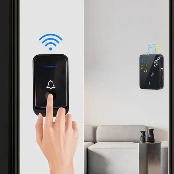 Campainha Sem Fio Inteligente Longo Alcance 200m: À Prova D'água IP44 Residencial Digital 45 Toques Volume Ajustável