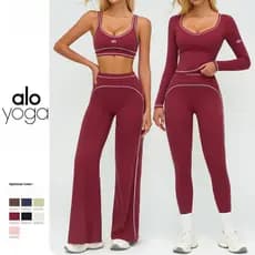 Color-Block Brushed Yoga Set Double Shoulder Strap High-End Sports Fitness Outfit for Women Running Workout Set