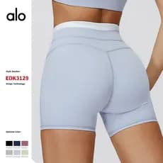 Nude sentir contraste cor yoga shorts rosqueado cintura alta magro calças de yoga feminino ao ar livre correndo esportes
