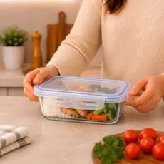 Pote Hermético Retangular Tampa Vidro 640ml Conservação Alimentos Vedação Segura Prático