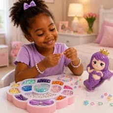 Kit Miçangas Infantil Tema Sereia Criança Pingente Corrente Anel Bijuterias Fazer Colar Bracelete